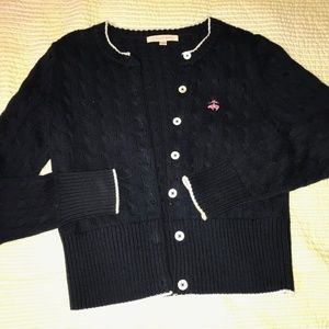 Brooks Brothers womens cable knit navy cardigan